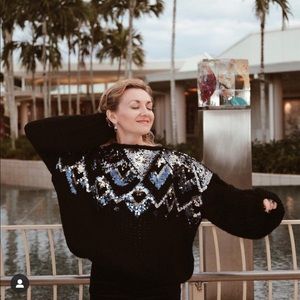 Wildflowers Black and Blue Sequin Sweater